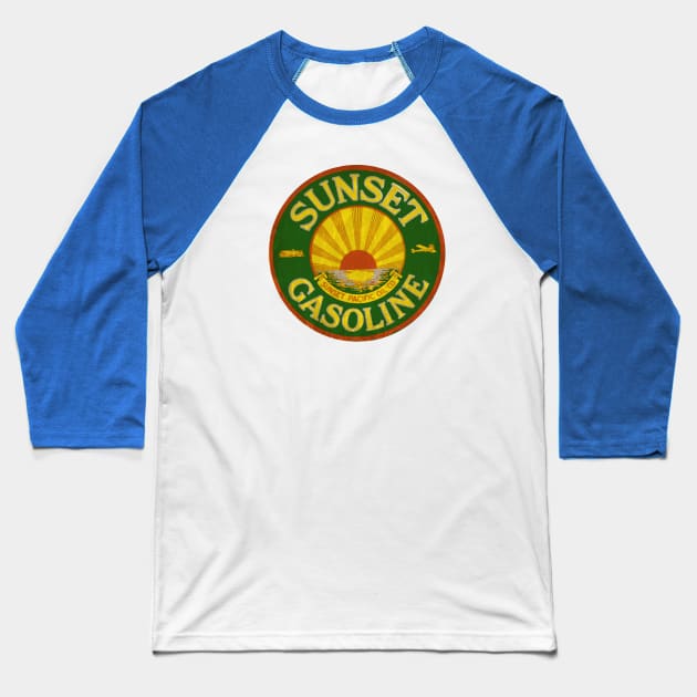 Sunset Gasoline Baseball T-Shirt by Midcenturydave